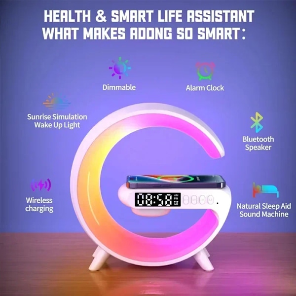 Multifunksjon Trådløs lader Pad Stativ Høyttaler TF RGB Natt Lys 15W Rask Ladestasjon for iPhone Samsung Xiaomi Huawei