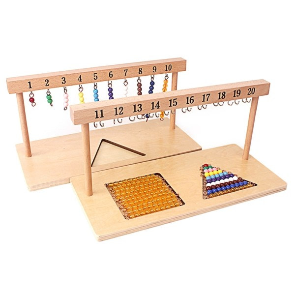 Montessori Undervisning Matematik Legetøj Digital Tal 1-20 Bøjle Og Farve Perler Trapper