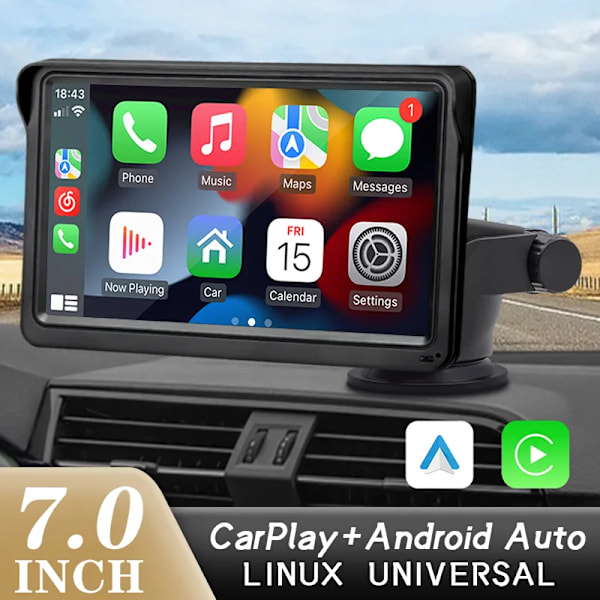 7 tum Bärbar Touch Skärm Med USB AUX Android Auto Bil Radio Multimedia Video spelare