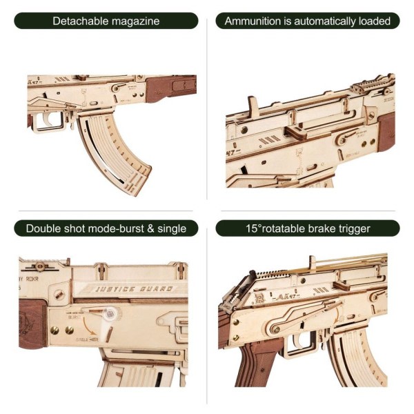 Automatisk gevär AK47 3D trä pistol roliga gör-det-själv bygg block leksaker