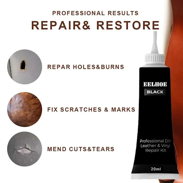 Svart 20ml Läder Reparation Cream Kit Color Restore Verktyg
