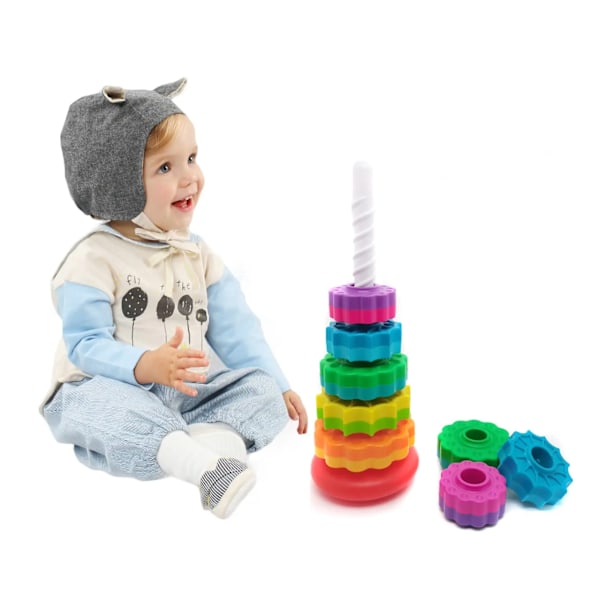 Stabling Legetøj til børn Spinning Regnbue Gears Toddler Montessori Pædagogisk Sanselegetøj
