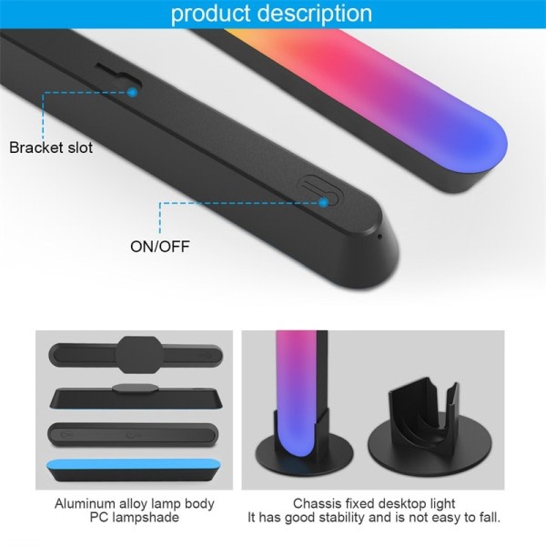 RGB Symphony Lights LED Desktop Atmosfære Natt Lys Musikk Rhythm Ambient Pickup Lampe