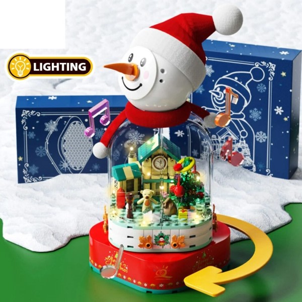 Joulu rakennus palikat pyörivä musiikki laatikko valo tiimalasi lumi talo  joulu lahja 5c44 | Fyndiq