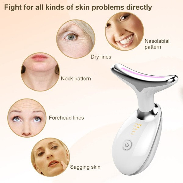 Hals Ansikt Skjønnhet Enhet EMS Nakke Ansiktsløfting Massager Skin Stram Enhet