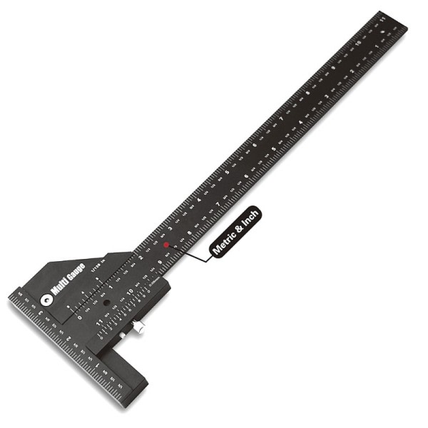 Multi Träbearbetning Sliding Gauge Aluminium Legering Scribe Linjal Djup Gauge T-Square Scribing Mätning Verktyg