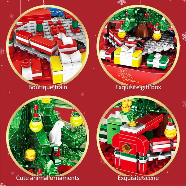 By juletre Roterende Musikk Eske Bygning Klosser Venner Julenissen LED Lys Skinner Xmas Klosser Leker