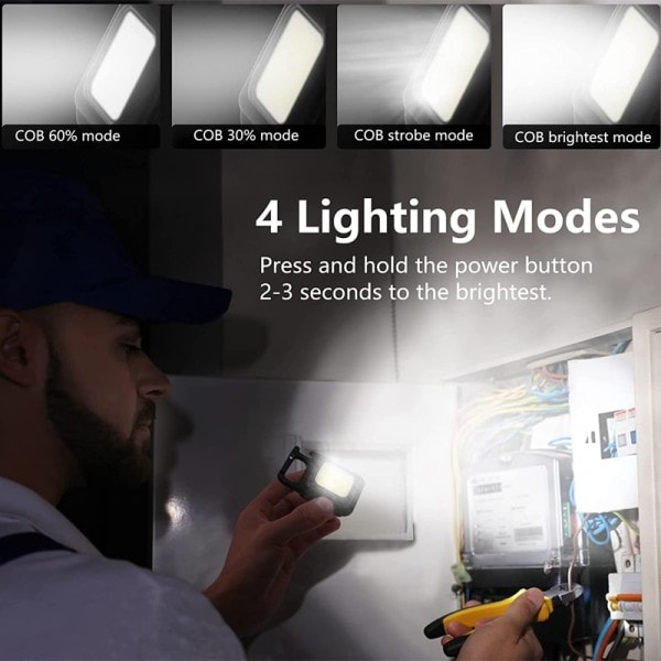 Mini LED nyckelring Lätt Mutifution Portabel USB Uppladdningsbar Ficka Arbete Lätt med korkskruv