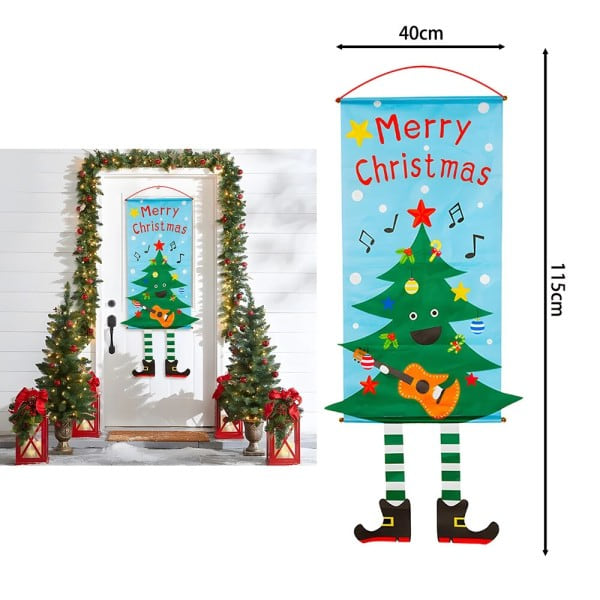 Jul Hängande Flagga Dekorationer Hjortar Tomten För Hem Jul Främre Dörr Trädgård Flaggor Ornament