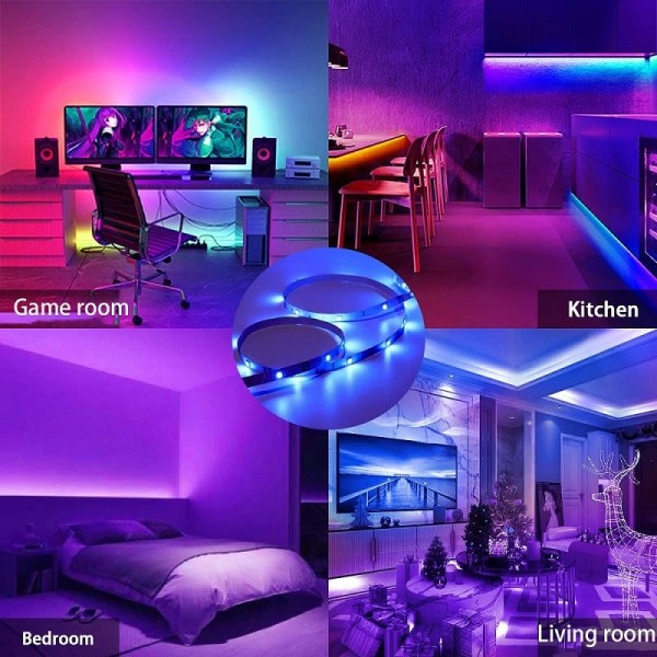 RGB Tira LED Strip Lys TV Bakgrunn Belysning Tape Hjem Dekor Lampe