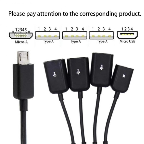 RYRA 4 Port Mikro USB 2.0 HUB 4-IN-1 OTG keskitin virta sovitin kaapeli Android puhelimelle tabletille PC