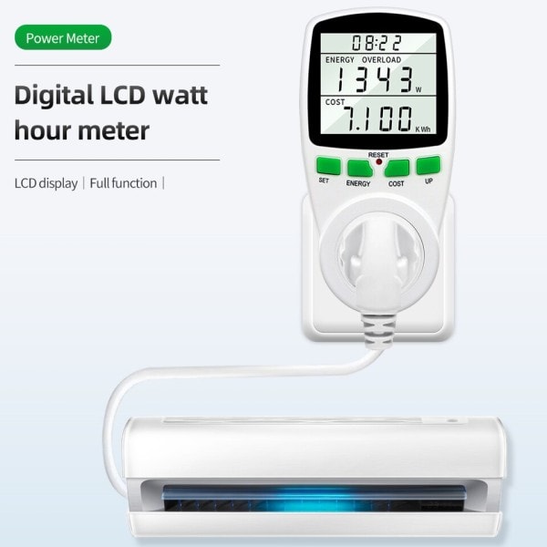 Elektrisitet Strøm Måler Wattmeter LCD Energi Måler Socket Elektrisk Tester