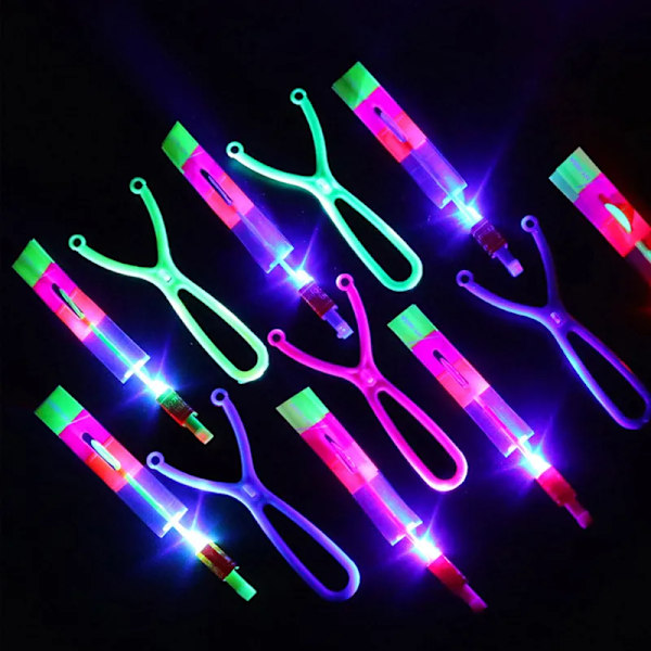 Light Toy Arrow LED Light Leker Utendørs Fest Moro Gave Gummi Band Katapult Glow In The Dark Rocket