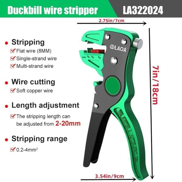 LAOA Automatisk Wire Fjerner Flatwire Kutter Fripping Tang 0,2 til 4mm Rekkevidde Lengde Justering For Elektriker