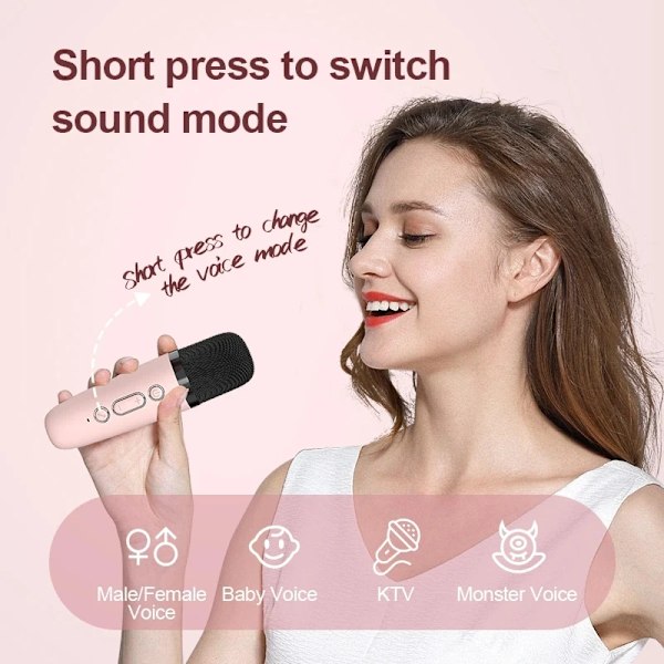 Mini karaoke maskin för barn och vuxna bärbar högtalare med 1-2 trådlös mikrofon