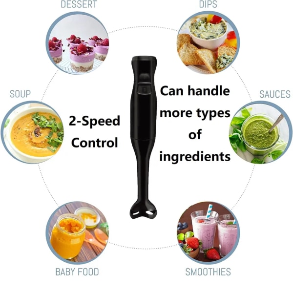 Elektrisk Immersion Hånd Blender Blander Chopper Is knusning 2-Speed Control One Hand Mixer