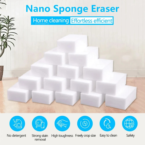 100 bitar Melamin Svamp Magic Sponge Radergummi Sudd Rengöring Rengöring Svampar för Kök Verktyg 10*6*2cm