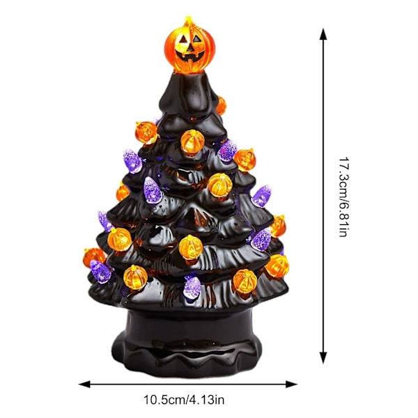LED Træ Bord Centerpiece Halloween Dekor Keramik Træ Jule Træ Græskar Oplyst Halloween Dekorationer