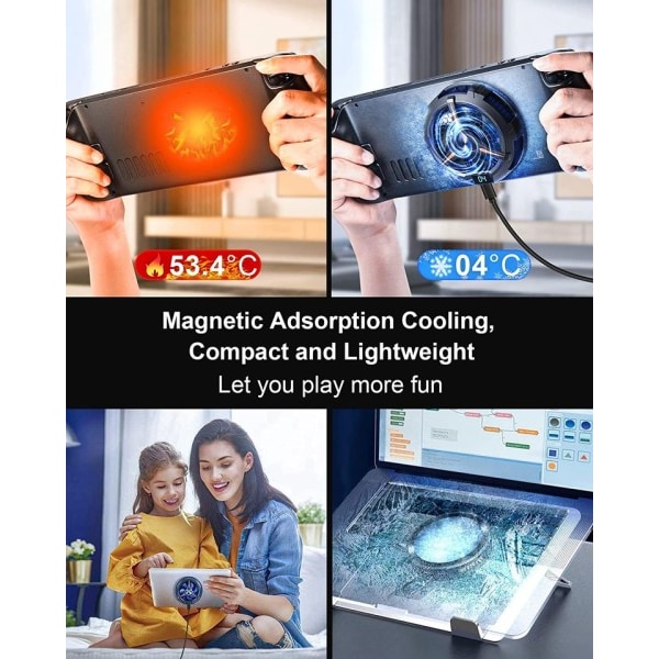 Steam Deck Fan Cooler, Semiconductor Heatsink Cooling with 7-Blade Fan / LED Temperature Display Magnetic Cooler