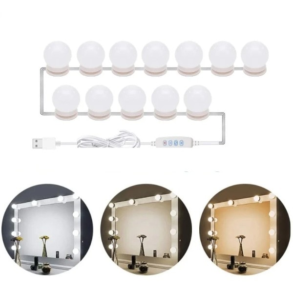 Spegel Ljus Glödlampor Vanity Ljus USB 5V Badrum Kläder Bord Belysning Dimbar LED