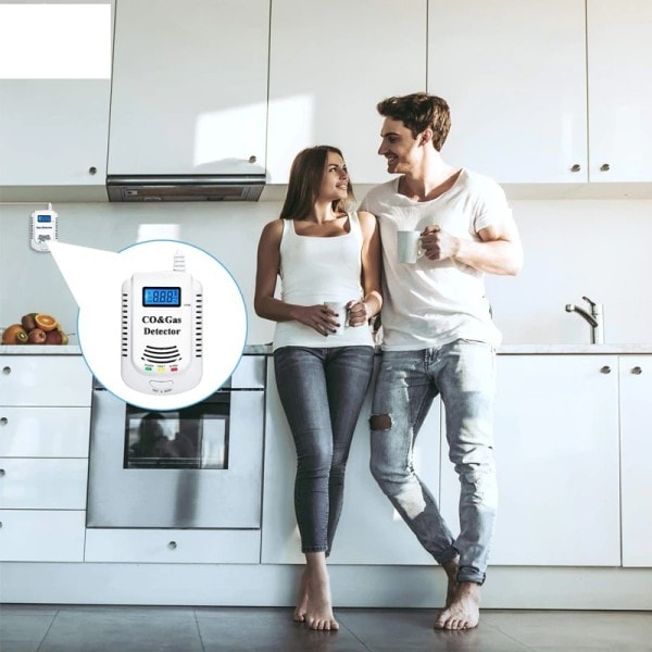 2 in 1 Gas Detektor, Plug-in Hem Naturgas/Metan/Propan/CO Larm, Läckage Sensor Detektor