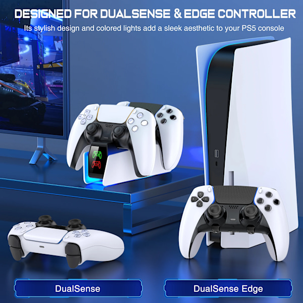 RGB Controller Laddningsstation För PlayStation 5 Dual Snabb Laddare LED Indikator Laddnings Ställ Dockning Station För PS5 Gamepad