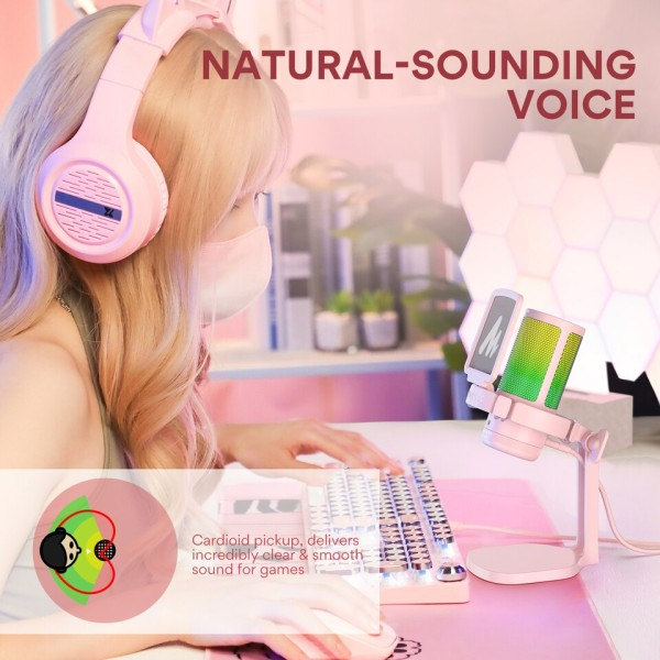 USB typ-c mikrofon med RGB Lights Mute Noll Latency Monitoring Podcasting Mic for Gaming