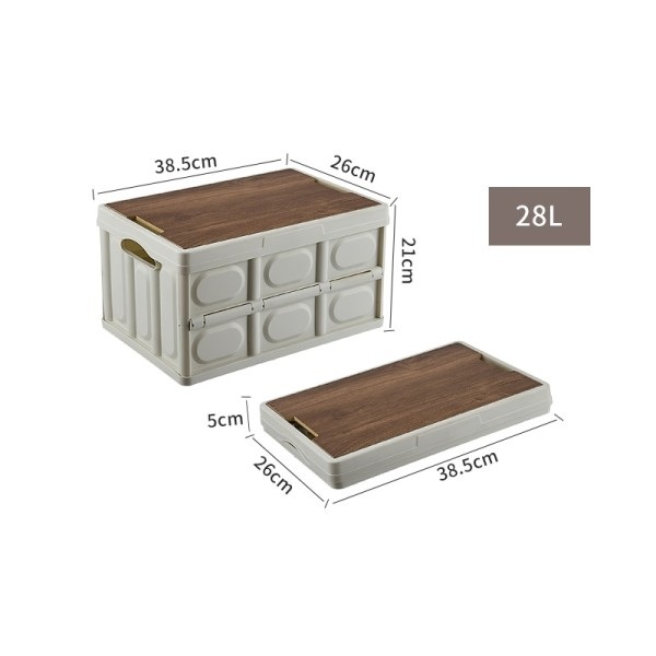 Utomhus camping hopfällbar box med trä lock bil förvaring box