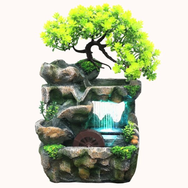 Kreativt hjem dekorasjon skrivebord foss fontene zen meditasjon simulering harpiks stein foss statue