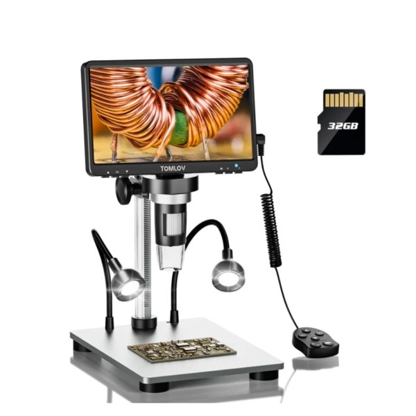 DM9 7" LCD Digital Mikroskop Kamera 1200x Förstoring Mikroskopi Video Inspelare