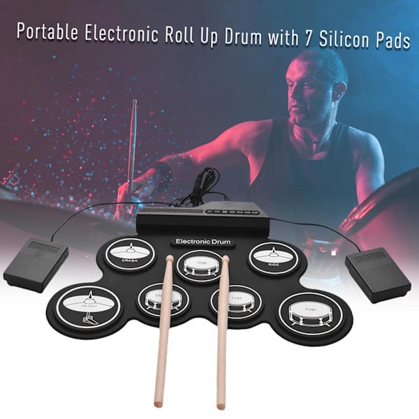 Elektronisk Trum Set USB Roll-Up Silicon Drums Pad