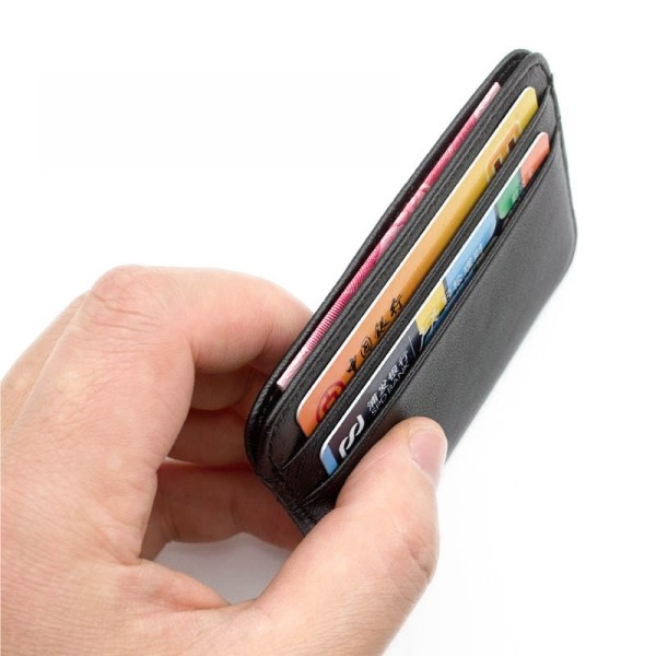Äkta läder kredit kort fodral mini ID kort hållare liten väska för man smal män's plånbok