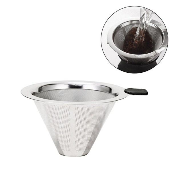 Dubbel lager Praktisk Papperslös Tålig Återanvändbar Dripper tratt kon kaffe filter