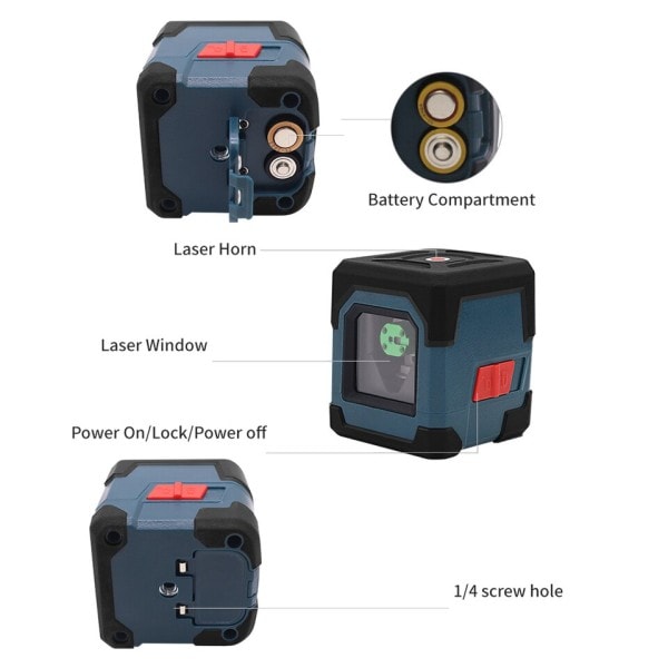 Laser Level Cross Line Laser with Measuring Rekkevidde 50ft