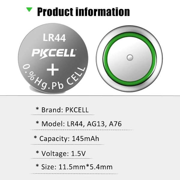 100 bitar AG13 LR44 357A S76E G13 Knapp Mynt Cell Batteri