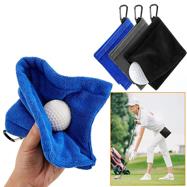 Fyrkantig Mikrofiber Golf Bol rengöring handduk med karbinhake krok vatten absorption rengöring golf klubba för huvud torka duk rengöring
