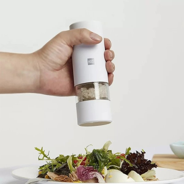 Elektrisk Kværn Automatisk Kværn Peber Og Salt  LED Lys 5 Modes Peber Krydderi Korn Pulverizer