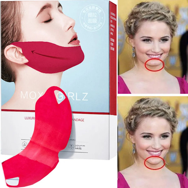 5 stykker V-linje ansikt slankende maske dobbel hake puffy løfting oppstrammende bandasje masker
