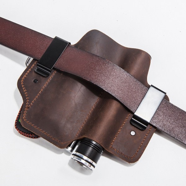 Läder bälte väska handgjorda EDC läder fodral utomhus bärbar verktyg fodral