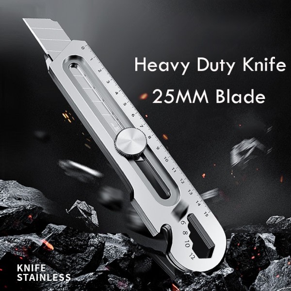 Aluminium Legering 6 i 1 Ficka Utility Kniv Multifunktionell Heavy Duty Låda Cutter