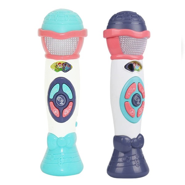 Elektrisk barn mikrofon leksak med röst växlare inspelning musik och ljus födelsedag present leksaker