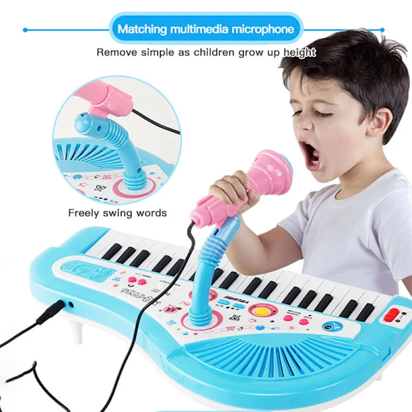 Elektronisk keyboard piano for barn med mikrofon musikalsk instrument leker