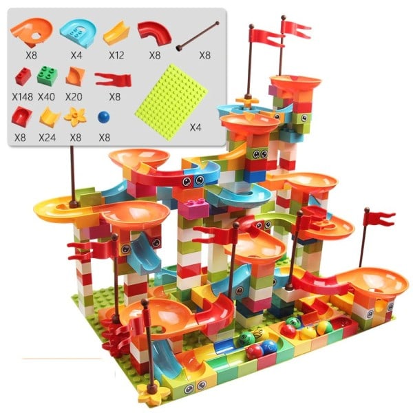 Marmor Race Løb Big Blok Kompatibel by Bygningsblokke Tragt Slide Blocks DIY Big Bricks Legetøj