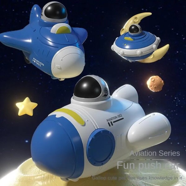 Söt astronaut tecknad film rymdskepp kollision förebyggande tecknad film tröghet bil utbildning leksak
