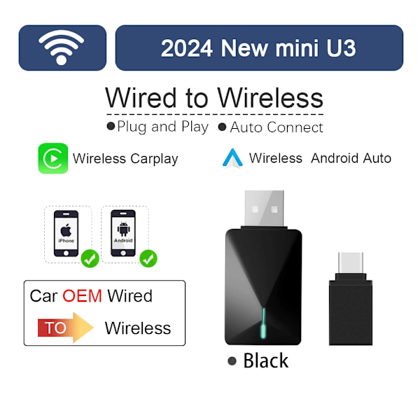 Trådløs carplay MINI U3 trådløs Android auto Smart Box