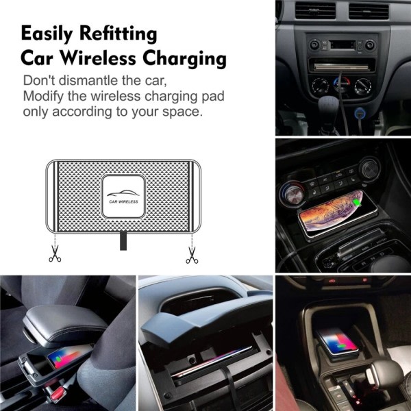 Bil trådløs oplader silikone skridsikker pude til iPhone 14 13 12 11 Samsung 15W bil trådløs telefon opladere