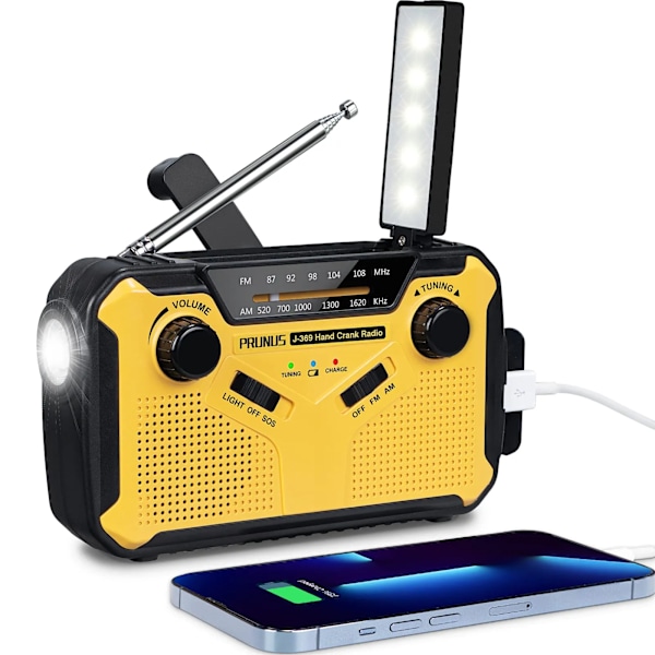 Nödläge Radio AM/FM Bärbar Radio Solor Hand Vev USB AA Batterier Laddningsbar Ficklampa Läs Lampa SOS Larm för nödsituationer