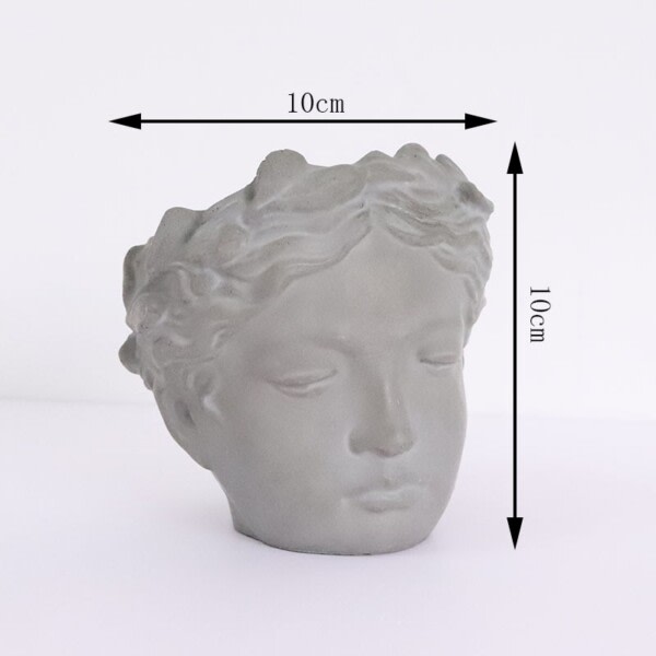 Cement Människa Flicka Ansikte 3D Blomster Kruka