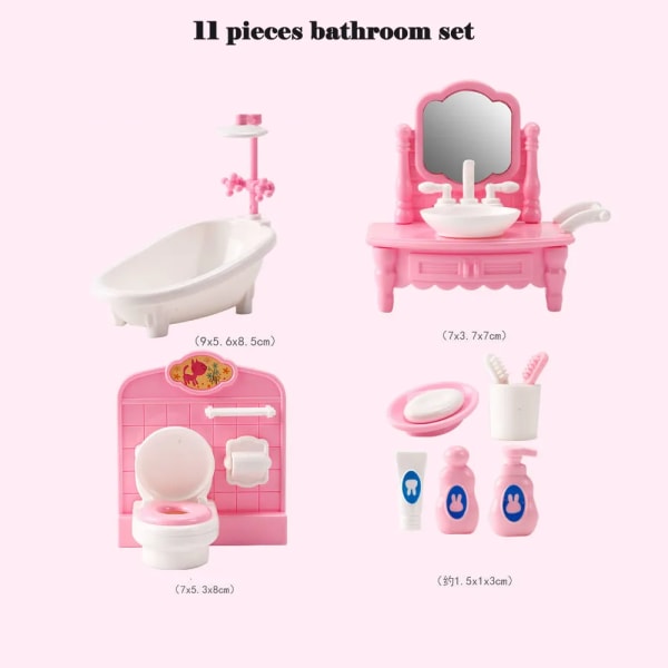 Kawaii Pink Miniature Dukkehus Møbler Tilbehør Børn Legetøj