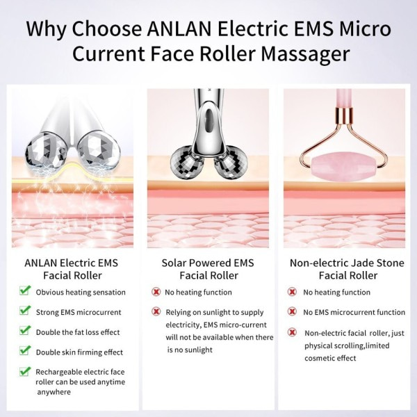 Elektrisk ansiktsrulle V ansiktsmassage EMS mikroström ansiktslyft skönhet maskin